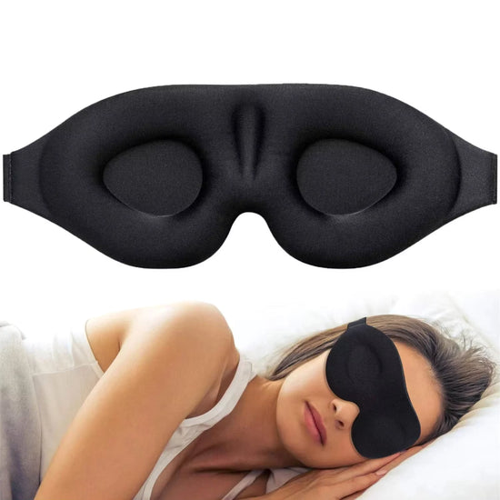 3D Contoured Sleep Mask – Total Light Blocking, Zero Eye Pressure, Adjustable Strap